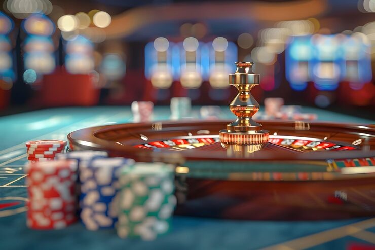 Live casino studio with professional dealers and multi-camera broadcast setup